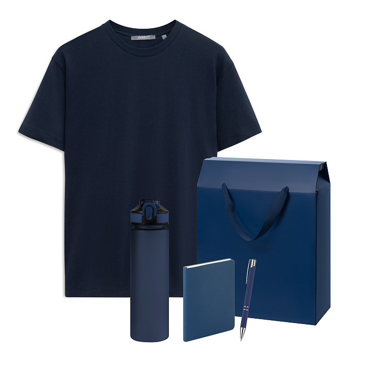 Набор с одеждой KRIS (футболка, бутылка, ежедневник, ручка), синий