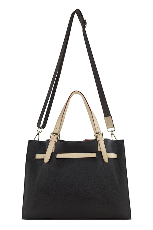 Сумка наплечная женская BUGATTI Ella, темно-коричневая, полиуретан, 37,5х13,5х28 см