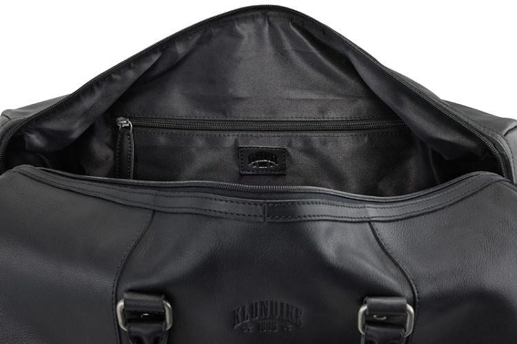 Сумка дорожная KLONDIKE GOLD «Bill», натуральная кожа в черном цвете, 47 х 24 х 23 см