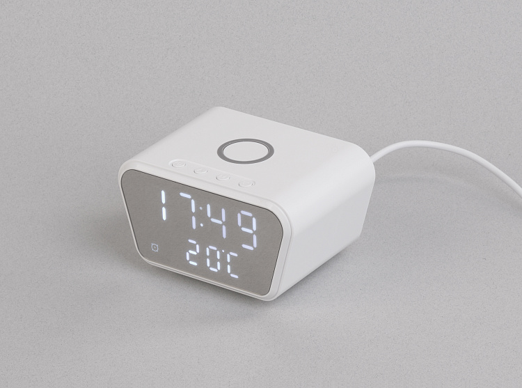 Настольные часы "Smart Clock" с беспроводным (10W) зарядным устройством, будильником и термометром