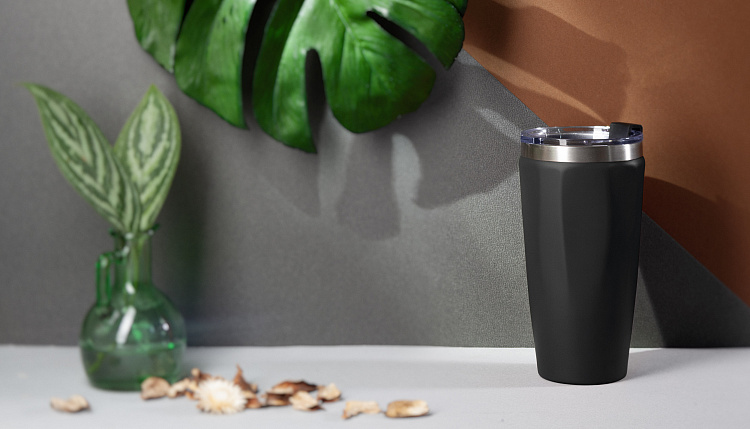 Термостакан "Calypso" 500 мл, покрытие soft touch, черный #