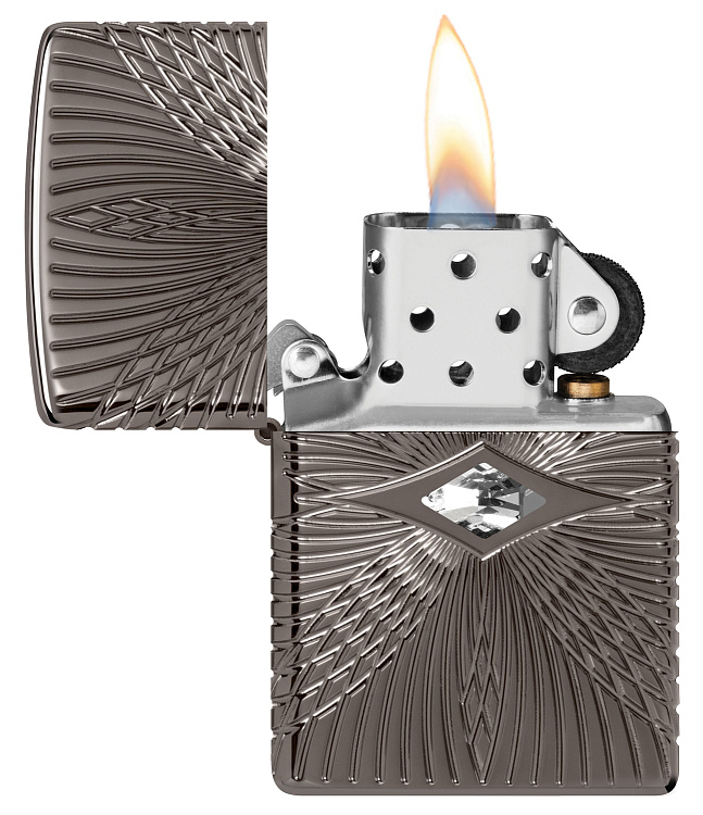 Зажигалка ZIPPO Armor® с покрытием Black Ice®, латунь/сталь, чёрная, 38x13x57 мм