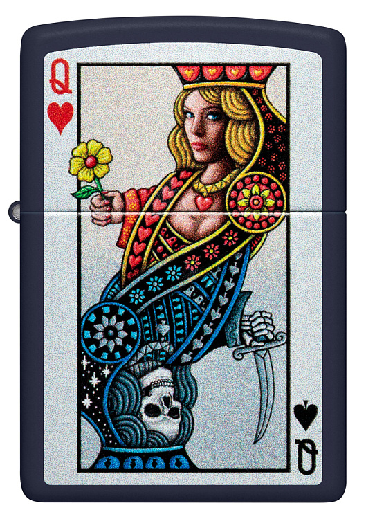 Зажигалка ZIPPO Queen Design с покрытием Navy Matte, латунь/сталь, синяя, матовая, 38x13x57 мм
